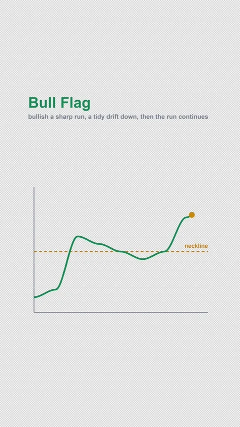 Bull Flag Labeled Chart Pattern Animation Alpha 4K Vertical 9x16 Light Видео 339633507