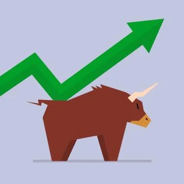 Bull with graph up trend Stock Illustration