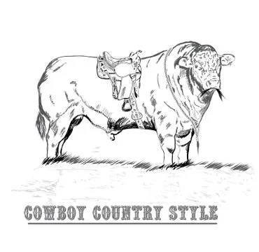 Bull with grass Stock Illustration