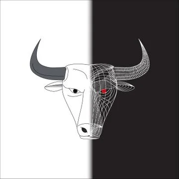 Bull half wire face Stock Illustration