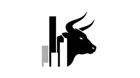 Bull head with bar graph Illustrazione stock