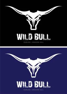 Bull Head on black background Stock Illustration