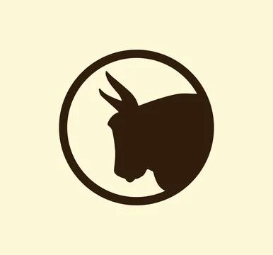 Bull Head in Circle Logo Design Stock Illustration