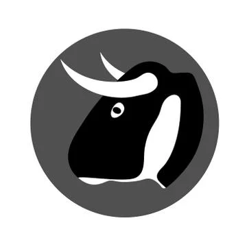 Bull Head In A Gray Circle Logotype Illustrazione stock