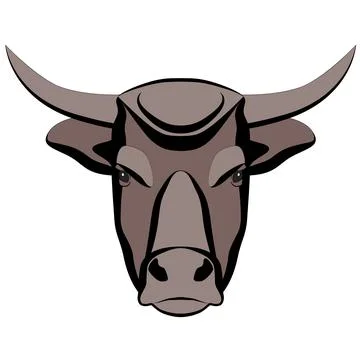 Bull head with horns close-up Stock Illustration