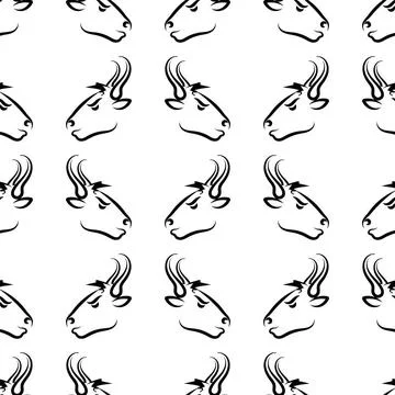 Bull Head Icon Seamless Pattern Bull Head Icon Seamless Pattern. Farm Cow ... Stock Photos