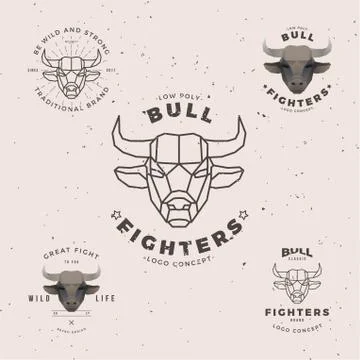 Bull head logo set Stock Illustration
