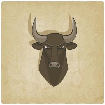 Bull head old background Stock Illustration