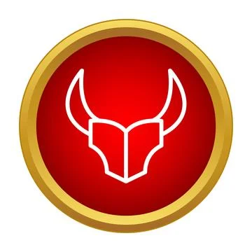Bull head outline icon representing strength and power Stock Illustration