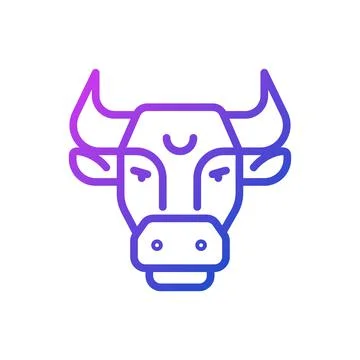 Bull head pixel perfect gradient linear vector icon Ilustração Stock