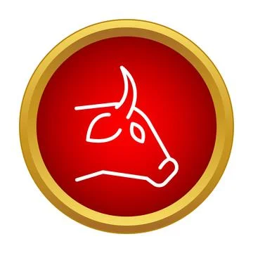 Bull head profile icon inside red circle Stock Illustration