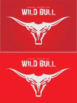 Bull Head on red background Stock Illustration