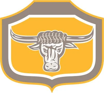 Bull head snorting shield retro Stock Illustration