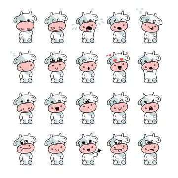 Bull kid emotion vector set Stock Illustration