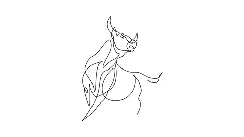 Bull  line drawing animation video. Stock Footage