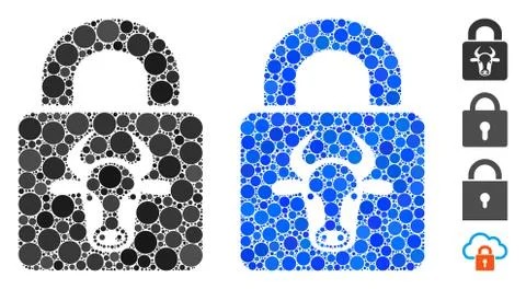Bull Lock Composition Icon of Spheric Items 库存插图