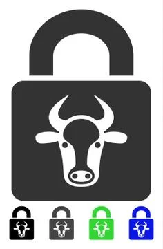 Bull Lock Flat Icon Stock Illustration