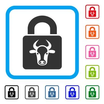 Bull Lock Framed Icon Stock Illustration