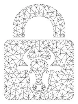 Bull Lock Polygonal Frame Vector Mesh Illustration Stock Illustration