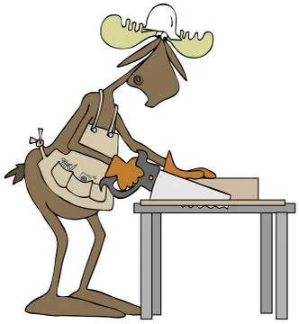 Bull moose carpenter Stock Illustration
