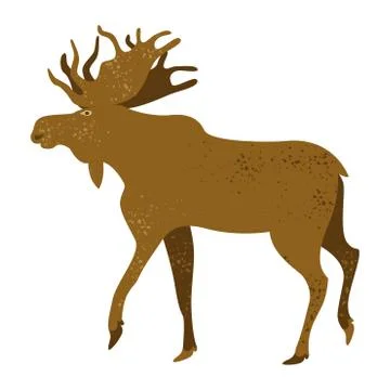 Bull moose. Flat vector illustration. Simple silhouettes, dots texture. Isola Stock Illustration