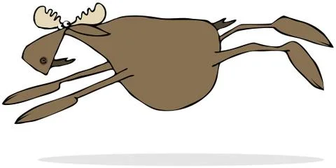 Bull moose leaping Stock Illustration