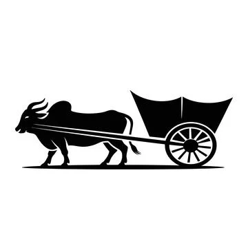 Bull pulling cart isolated on transparent background Stock Illustration