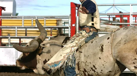 Bull riding, slow motion Stock Footage