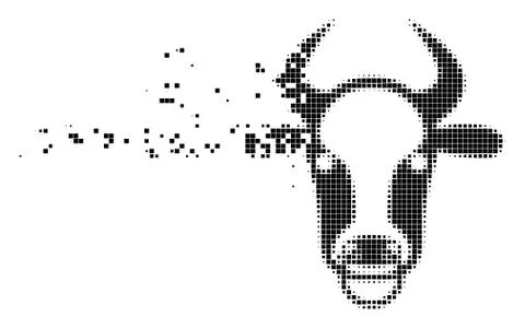 Bull Ring Dissolved Pixel Icon Stock Illustration