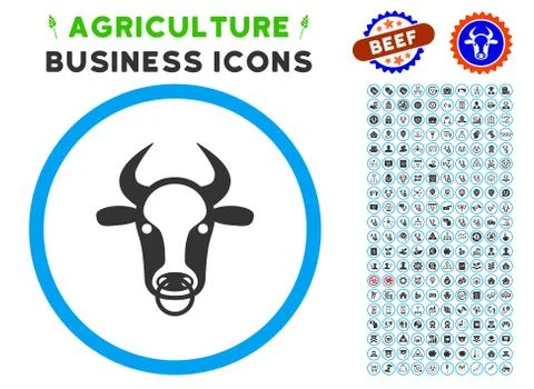Bull Ring Rounded Icon with Set Illustrazione stock