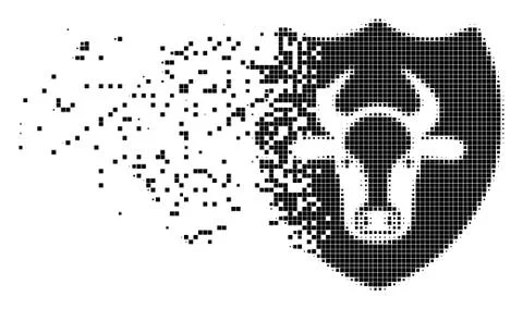 Bull Shield Fragmented Pixel Icon 스톡 일러스트