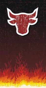 Bull silhouette with fire vector Illustrazione stock