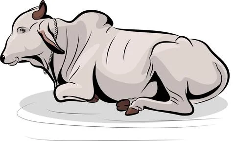 Bull Sitting On Ground Stock Illustration