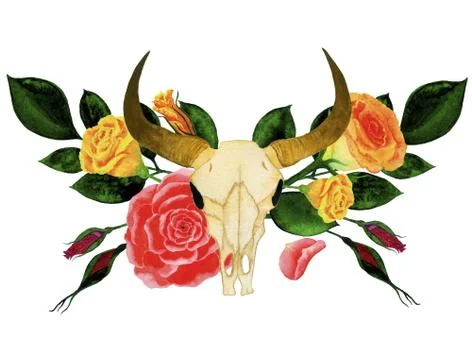 Bull skull frame Stock Illustration