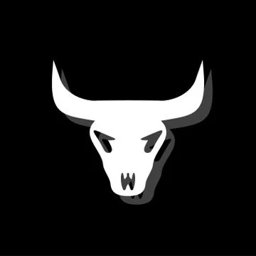 Bull skull icon flat Stock Illustration