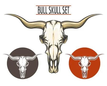 Bull Skull set Stock Illustration