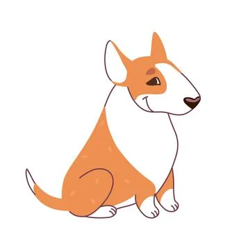 Bull terrier in a flat style. redhead dog with white spots. Vector illustration. Stock Illustration