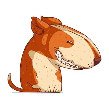 A Bull Terrier, isolated vector illustration. Cute cartoon picture for kids Stock Illustration
