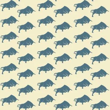 Bull vector art background design for fabric and decor. Seamless pattern Stock Illustration