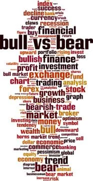 Bull vs bear word cloud Stock Illustration