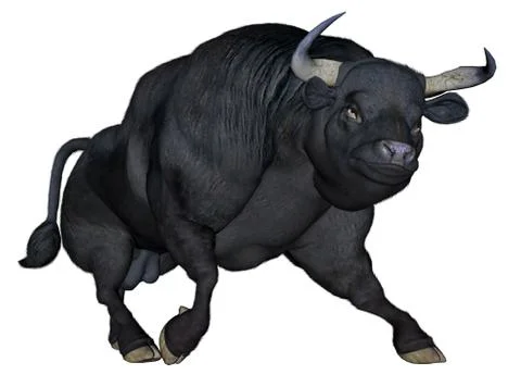 Bull walking- 3D render Stock Illustration
