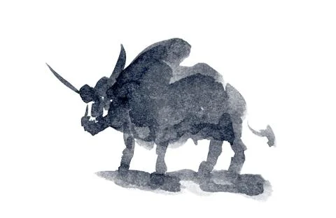 Bull watercolor isolated illustration Stock Illustration