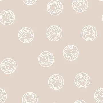 Bull zodiac line seamless pattern Stock Illustration