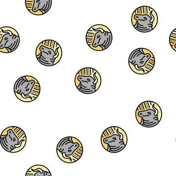 Bull zodiac vector seamless pattern Illustrazione stock