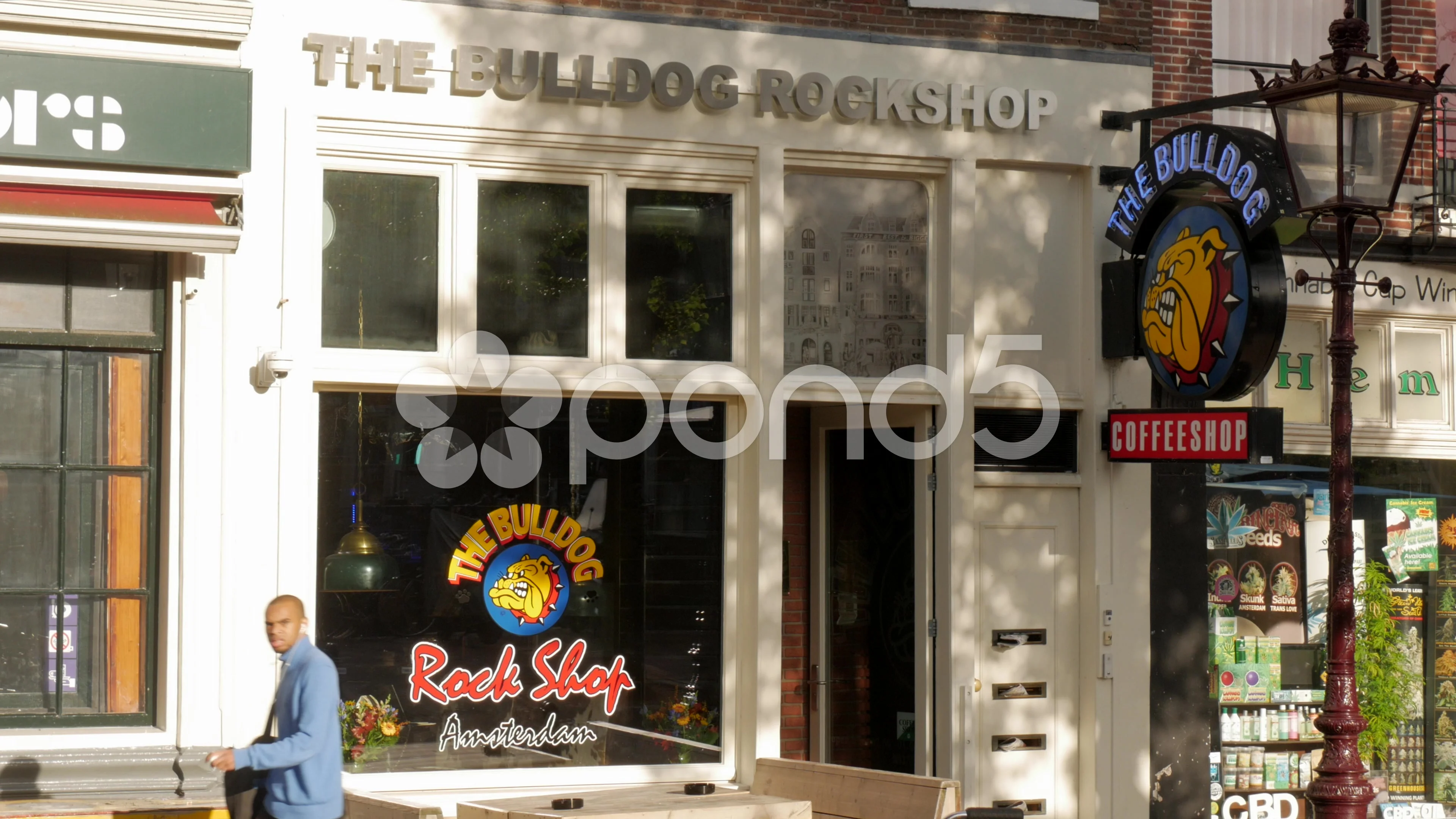 Bulldog Coffeeshop on Singel Canal in Am, Stock Video