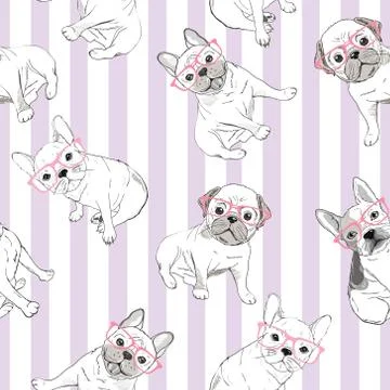 Bulldog pattern - vector illustration Stock Illustration