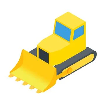 Bulldozer 3d isometric icon Stock Illustration