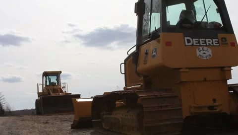 Bulldozer and Bucket Loader Stock Footage 4574714