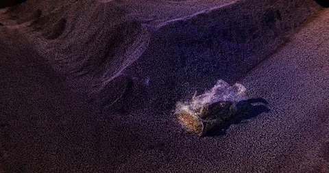 Bulldozer on the career, 3d point cloud Stockbeeldmateriaal 245844508