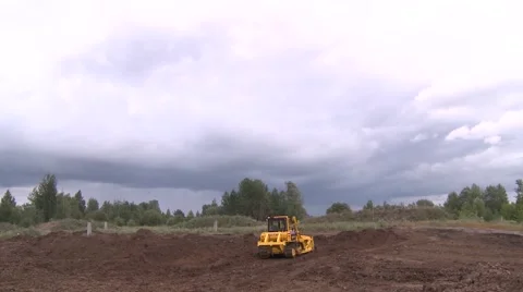 Bulldozer in the clearing time lapse Stock Footage 52778406